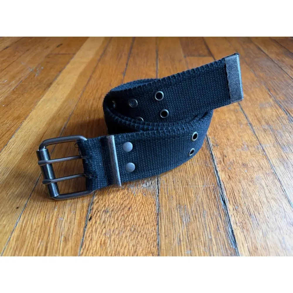 Black Military Style Grommet Belt Womens sz M